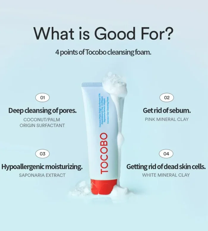 ⁦TOCOBO Coconut Clay Cleansing Foam 150ml⁩ - الصورة ⁦5⁩