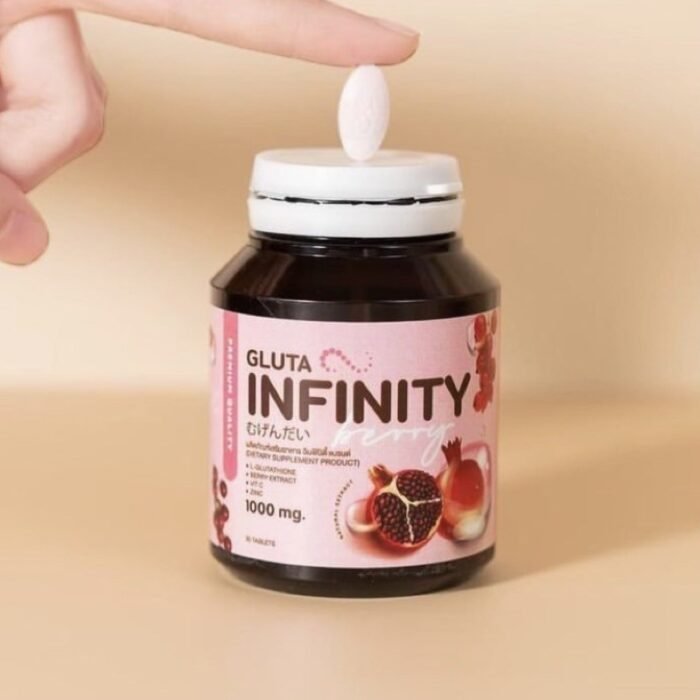⁦Gluta Infiniy 1000mg L-Glutathione Supplement Tripeptide Fish Collagen L-Glutamine Ascorbic Acid Cherry Grape & Pomegranate Extract Skin Nourishing Supplement Remove Acne Scar Freckles 30 Tablets⁩ - الصورة ⁦4⁩