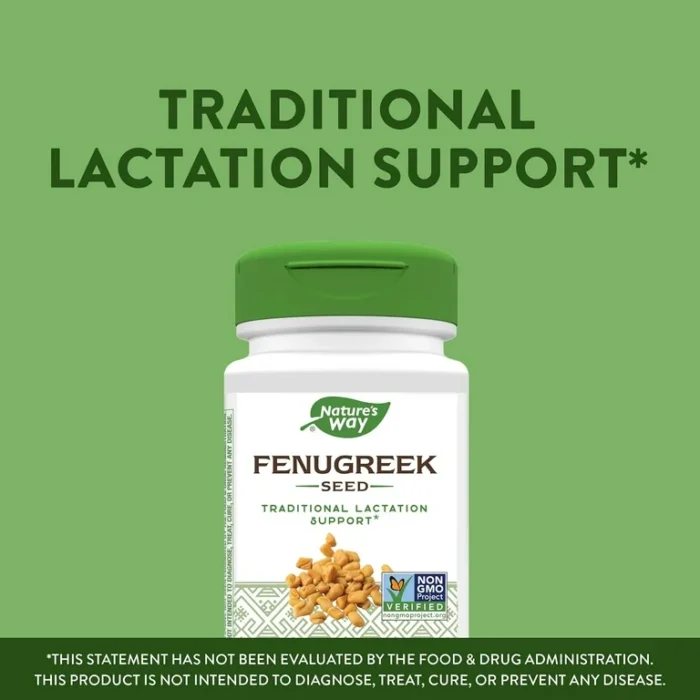 ⁦Nature's Way, Fenugreek Seed, Traditional Lactation Support, 1130 mg, Dietary Supplement - 100 Vegan Capsules⁩ - الصورة ⁦2⁩