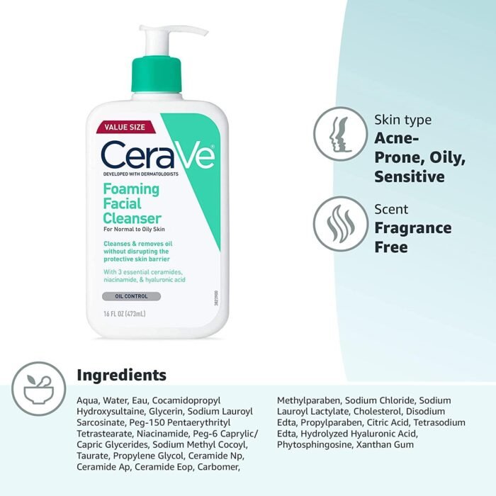 ⁦CeraVe Foaming Facial Cleanser⁩ - الصورة ⁦4⁩