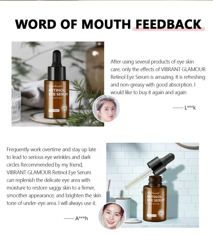 ⁦VIBRANT GLAMOUR Retinol Eye Serum Firming Collagen Anti-Aging Moisturizing 30ml 0 Reviews⁩ - الصورة ⁦3⁩