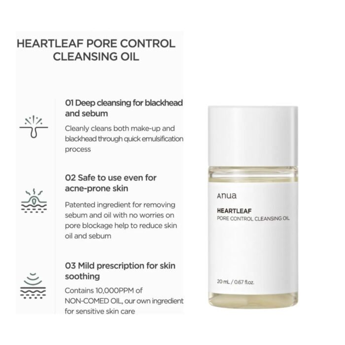⁦ANUA , Heartleaf Pore Control Cleansing Oil , (20 ml) & (200 ml)⁩ - الصورة ⁦6⁩