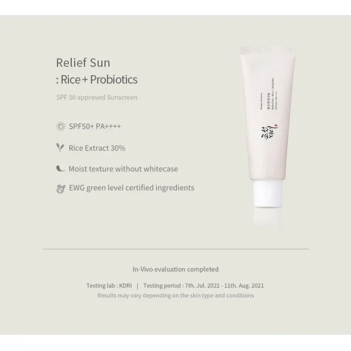 ⁦++++ beauty of joseon Relief Sun Rice + Probiotics SPF50+ PA⁩ - الصورة ⁦6⁩