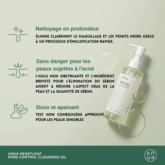 ⁦ANUA , Heartleaf Pore Control Cleansing Oil , (20 ml) & (200 ml)⁩ - الصورة ⁦9⁩