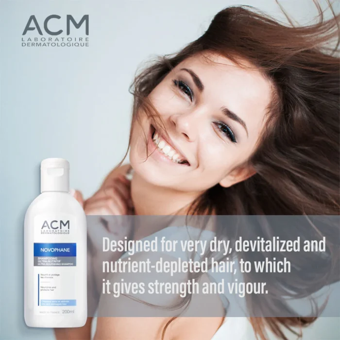 ⁦ACM Novophane Ultra Nourishing Shampoo for Dry and Damaged Hair, 200ml⁩ - الصورة ⁦3⁩