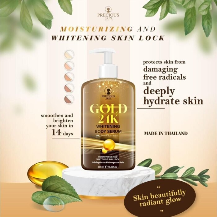 ⁦Precious Skin Thailand Gold 24K Whitening Body Serum, 500ml⁩ - الصورة ⁦3⁩