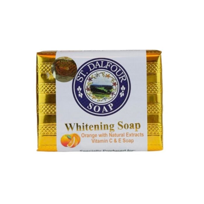 Skin whitening soap with St. Dalfour orange extract, vitamin C and vitamin E