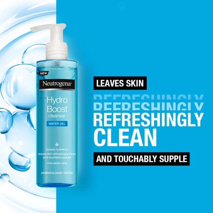 ⁦Neutrogena Hydro Boost Water Gel Face Cleanser, Skin Type: Dry Skin, 200 ml⁩ - الصورة ⁦3⁩