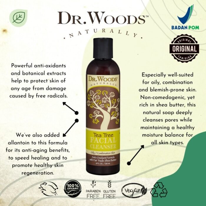 ⁦Dr. Woods Facial Cleanser, Tea Tree 236ml⁩ - الصورة ⁦3⁩
