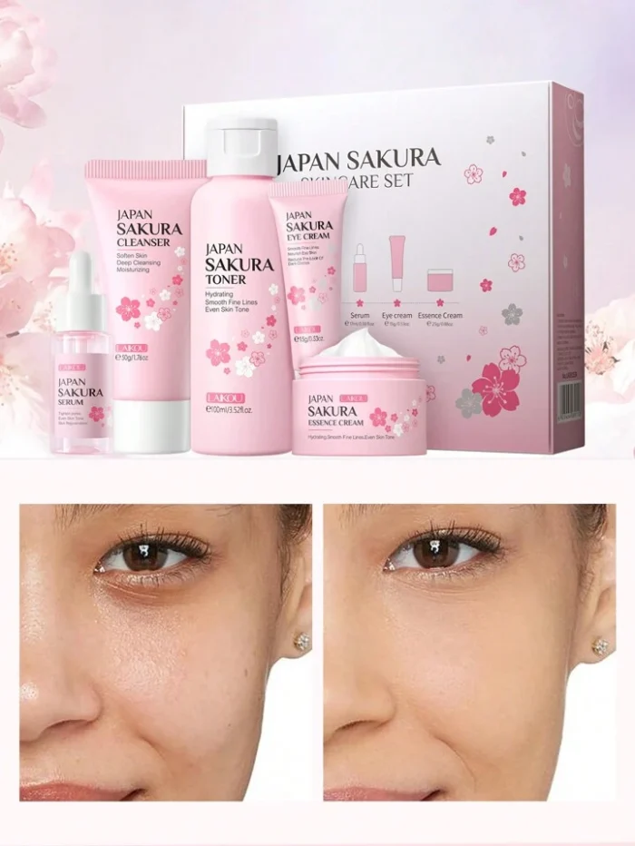 ⁦Laiko Japan Sakura Skin Care Set 5pcs⁩ - الصورة ⁦2⁩