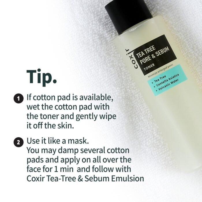 ⁦coxir Tea Tree Pore & SEBUM Toner | Volcanic Water Toner, Oil Balance, Pore Minimizer, Sebum Control⁩ - الصورة ⁦3⁩