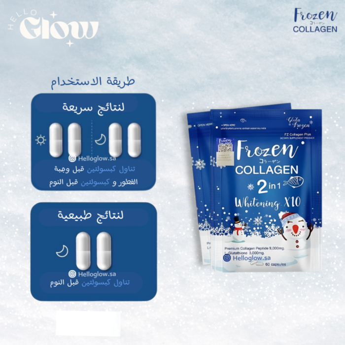 ⁦Frozen Collagen 2 in 1 Premium Collagen Peptide & Glutathione, 60 Capsules⁩ - الصورة ⁦7⁩