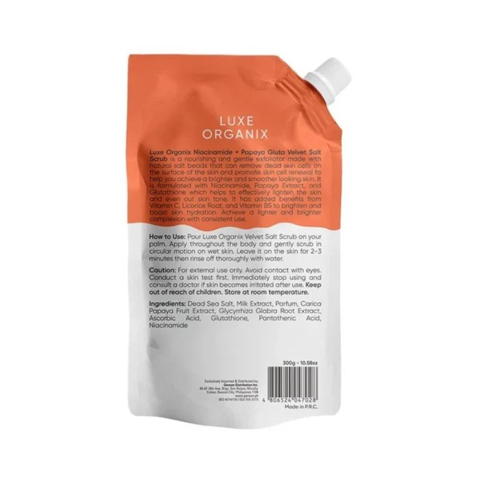 ⁦Organics Niacinamide Plus Papaya Gluta Velvet Luxury Salt Scrub 300g⁩ - الصورة ⁦2⁩