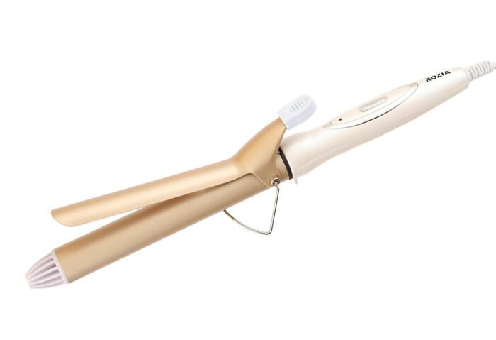 ⁦Rozia Hair Curling Tong Long-lasting, Salon-Quality Curls and Waves with Temperature Display (Gold)⁩ - الصورة ⁦3⁩