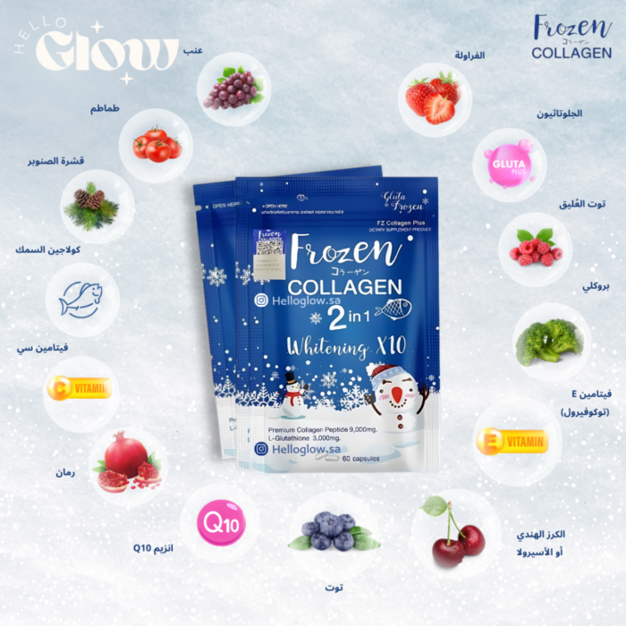 ⁦Frozen Collagen 2 in 1 Premium Collagen Peptide & Glutathione, 60 Capsules⁩ - الصورة ⁦5⁩
