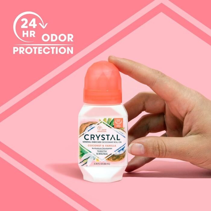 ⁦Crystal Body Deodorant, Mineral Enriched Roll-On Deodorant, Coconut & Vanilla (66 ml)⁩ - الصورة ⁦3⁩