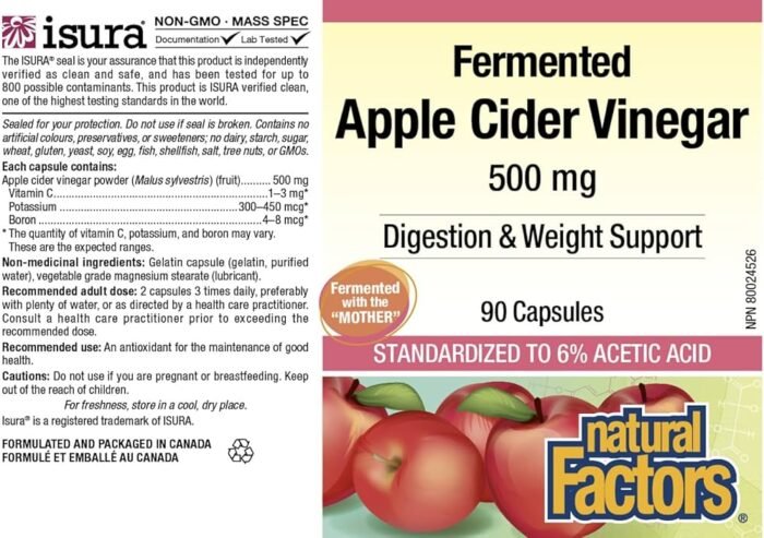 ⁦Fermented Apple Cider Vinegar 500 mg⁩ - الصورة ⁦3⁩