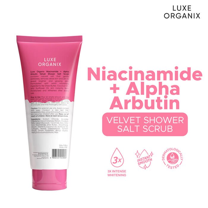 ⁦Niacinamide + Alpha Arbutin Velvet Salt Shower Scrub 320g⁩ - الصورة ⁦2⁩