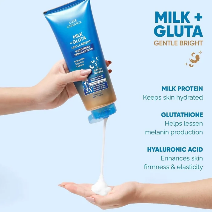 ⁦Luxe Organix Milk + Gluta Gentle Bright Skin Whitening Lotion⁩ - الصورة ⁦3⁩