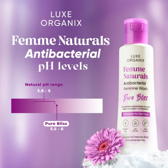 ⁦Luxe Organix Femme Naturals Pure Bliss Antibacterial Feminine Wash 120ml⁩ - الصورة ⁦2⁩
