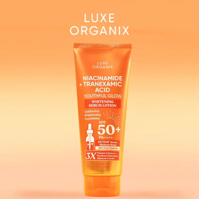 Luxe Organix Niacinamide + Tranexamic Acid Youthful Glow Skin Whitening Serum Lotion SPF50 200ml