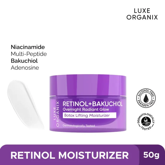 ⁦Luxe Organix, Retinol + Bakuchiol Overnight Radiant Glow Botox Lifting Moisturizer 50g⁩ - الصورة ⁦2⁩