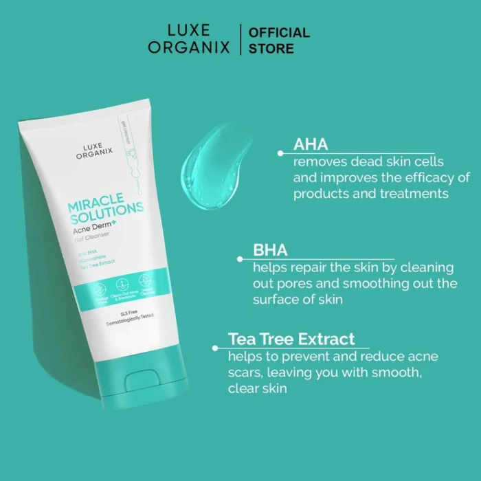 ⁦Lux Organics Lux Organics Miracle Solutions Acne & Skin Treatment Gel Cleanser 150g⁩ - الصورة ⁦2⁩