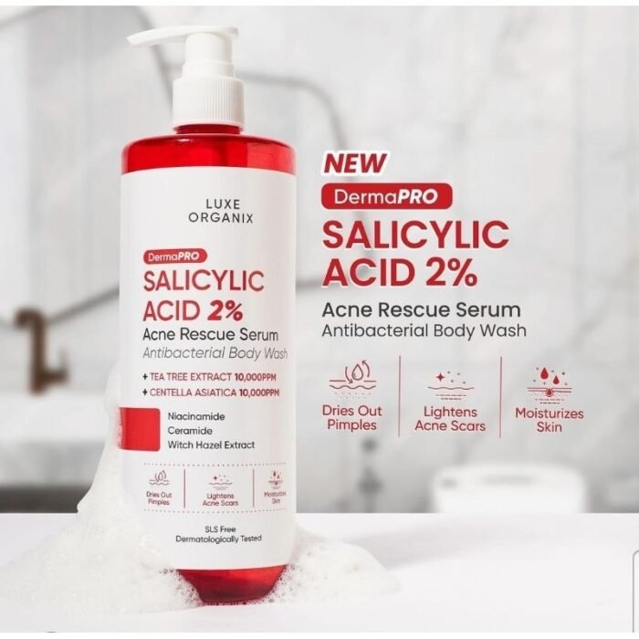 Luxe Organix DermaPro Salicylic Acid 2% Acne Rescue Serum Body Wash 500ml
