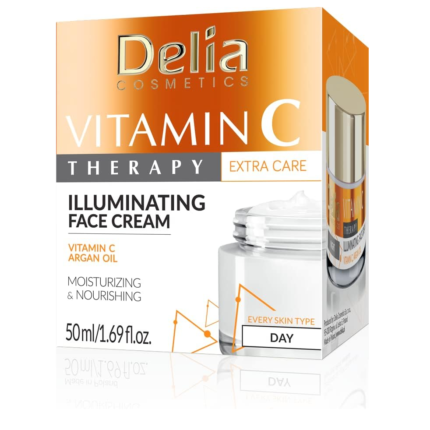 Delia Vitamin C Therapy Illuminating Face Cream, Moisturizing, Nourishing with Vitamin C, Argan Oil - 50 ml