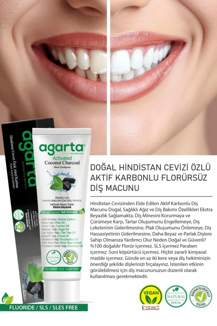 ⁦Agarta Coconut Extract Activated Carbon Natural Toothpaste 100 Ml⁩ - الصورة ⁦4⁩