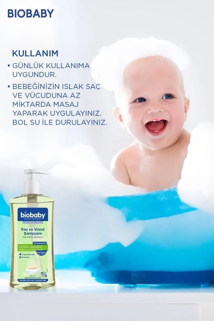 ⁦Bio Baby Shampoo for Hair and Body Ultra Sensitive 500ml⁩ - الصورة ⁦2⁩