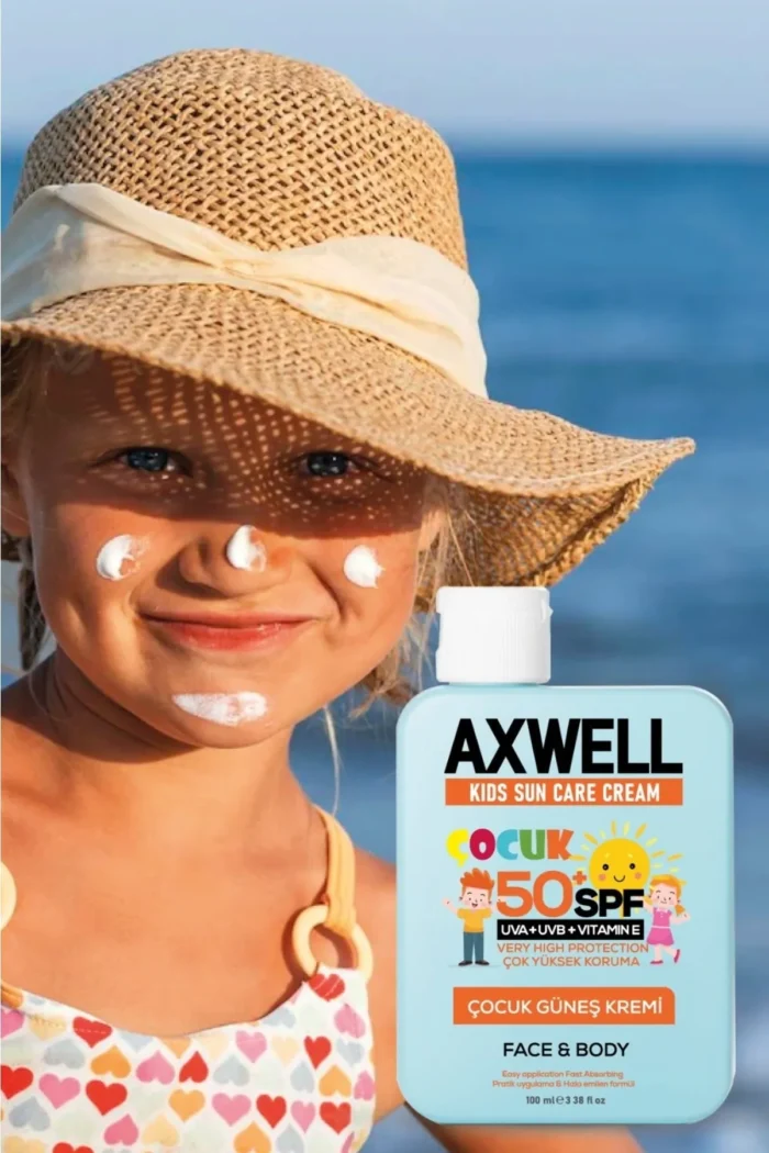 ⁦AXWELL Kids Sun Cream + Vitamin E Spf 50+ 100ml⁩ - الصورة ⁦8⁩
