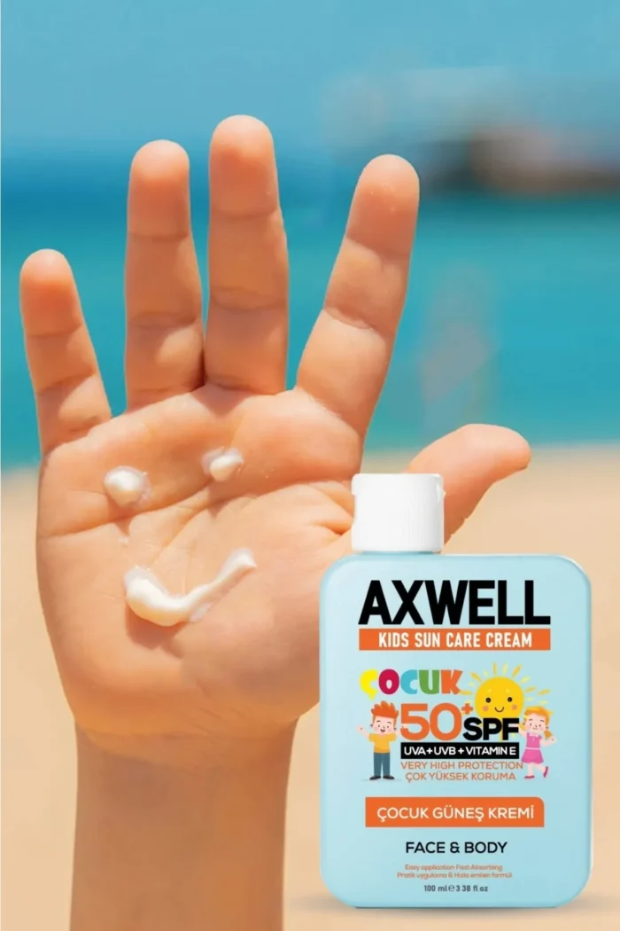 ⁦AXWELL Kids Sun Cream + Vitamin E Spf 50+ 100ml⁩ - الصورة ⁦7⁩