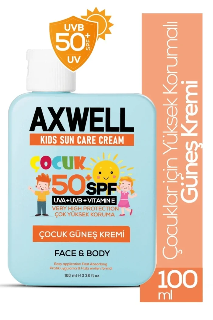 ⁦AXWELL Kids Sun Cream + Vitamin E Spf 50+ 100ml⁩ - الصورة ⁦5⁩