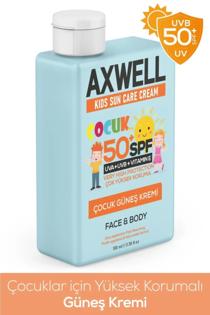 ⁦AXWELL Kids Sun Cream + Vitamin E Spf 50+ 100ml⁩ - الصورة ⁦10⁩