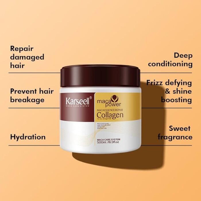 ⁦Karseell Collagen Hair Treatment Deep Repair Conditioning Argan Oil Collagen Hair Mask Essence 500ml⁩ - الصورة ⁦2⁩