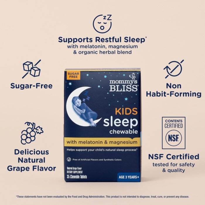⁦Mommy's Bliss Kids Sleep Chewable Tablets Age 3+ (35 Servings)⁩ - الصورة ⁦3⁩