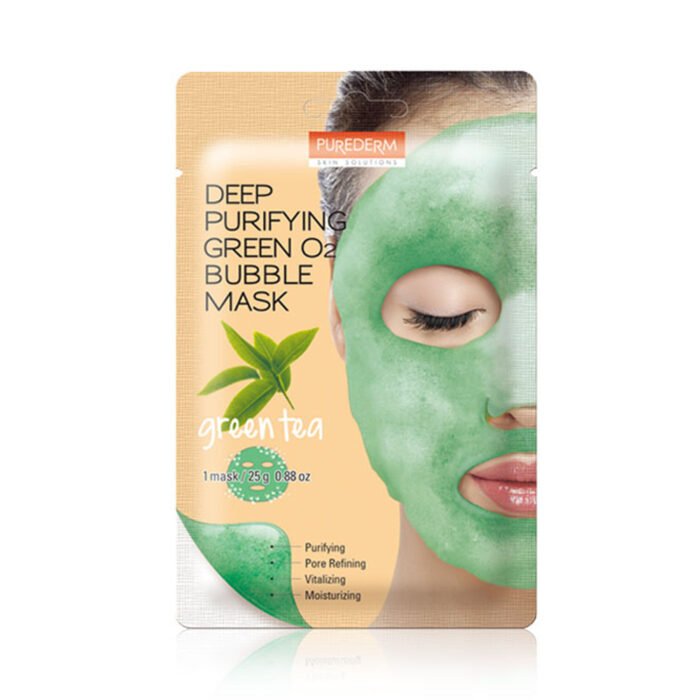 PUREDERM Deep Purifying Green O2 Bubble Mask GREEN TEA