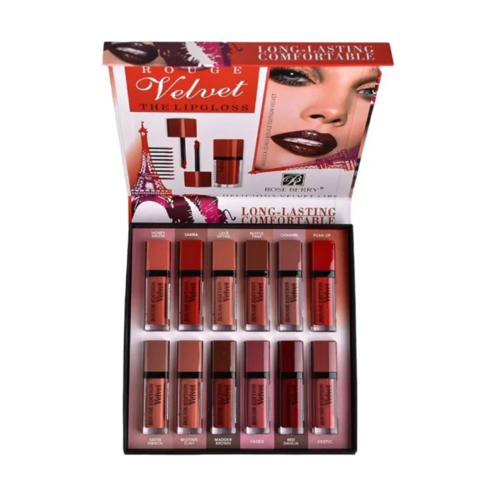 ⁦12 velvet liquid lipsticks from rose berry⁩ - الصورة ⁦4⁩