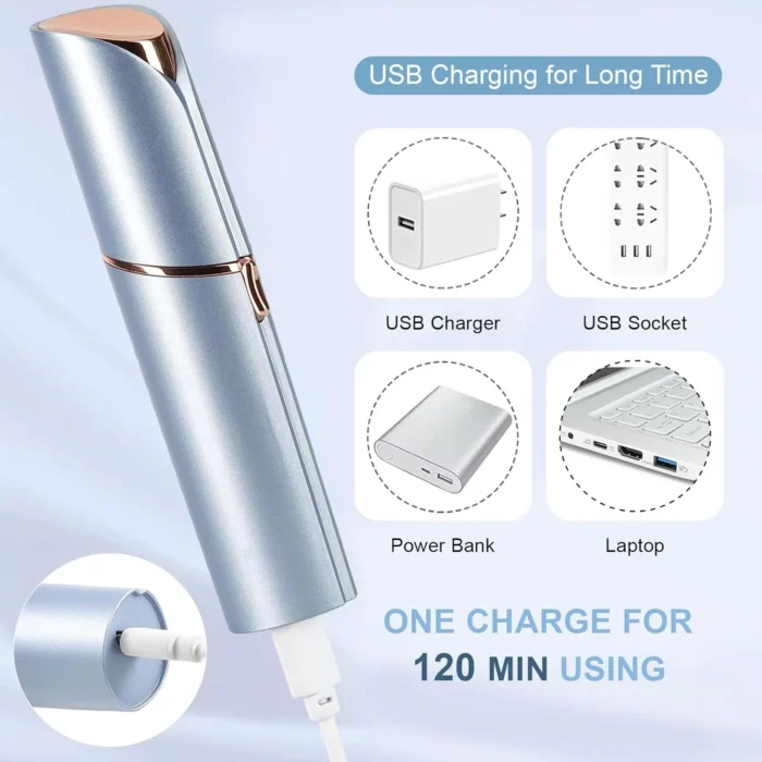 ⁦Facial Hair Removal for Women, Electric Painless Facial Hair Remover for Face, Lip, Chin with USB Rechargeable⁩ - الصورة ⁦4⁩