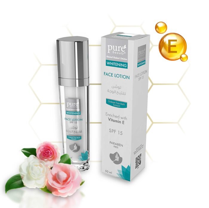 pure beauty face lotion whitening enriched with vitamin E 15SPF 50ml