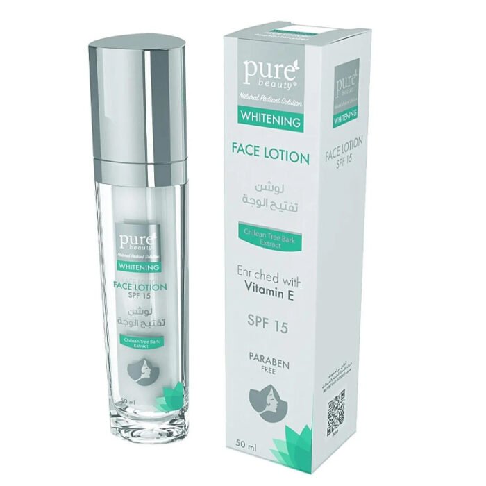 ⁦pure beauty face lotion whitening enriched with vitamin E 15SPF 50ml⁩ - الصورة ⁦2⁩