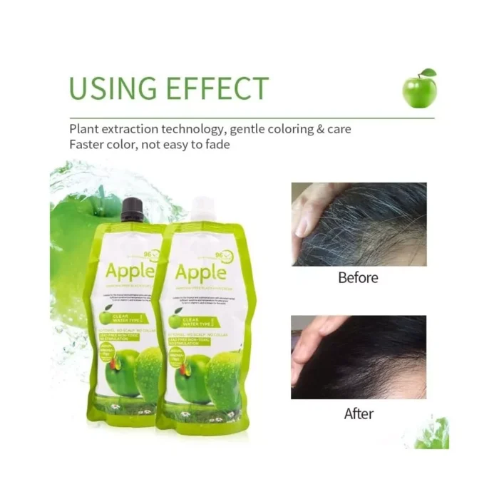 ⁦Apple Ammonia-Free Black Hair Cream Instant Natural Black Hair Dye Cream 1000ml⁩ - الصورة ⁦2⁩