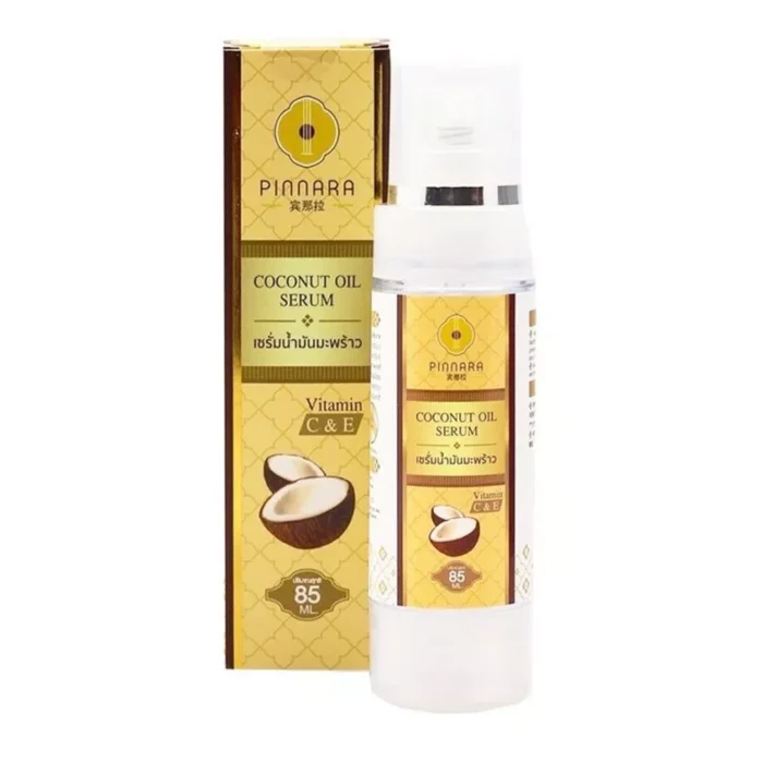 Pinnara Coconut Oil Serum Virgin Cold Press Vitamin C E for Skin Hair Thai 85ml