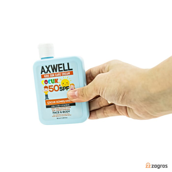 ⁦AXWELL Kids Sun Cream + Vitamin E Spf 50+ 100ml⁩ - الصورة ⁦2⁩