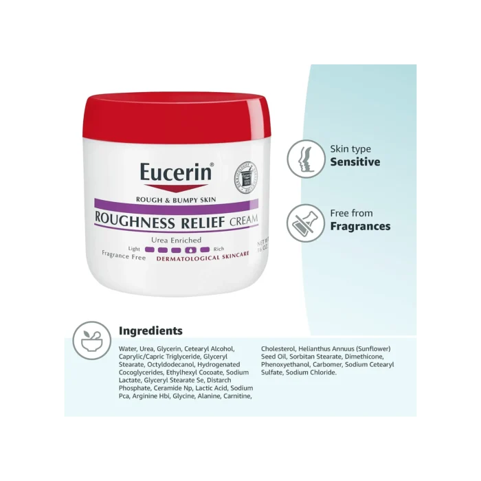 ⁦Eucerin, Roughness Relief Cream, Fragrance Free, 16 oz (454 g)⁩ - الصورة ⁦8⁩