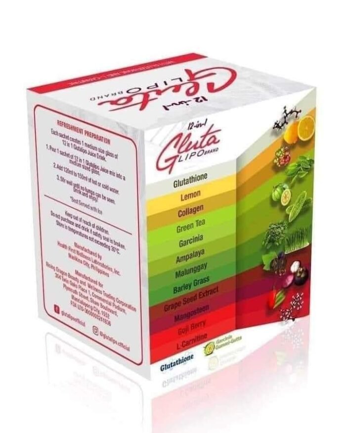⁦12in1 Glutalipo Juice for Weight Loss/detox/cleansing 21g x 10 sachets , lemon⁩ - الصورة ⁦4⁩