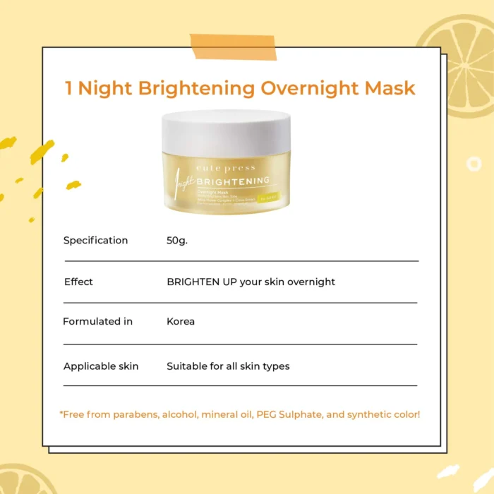 ⁦Cute Press 1 Night Brightening Overnight Mask⁩ - الصورة ⁦3⁩