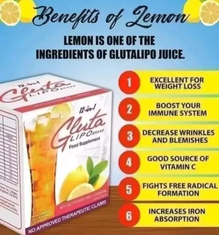 ⁦12in1 Glutalipo Juice for Weight Loss/detox/cleansing 21g x 10 sachets , lemon⁩ - الصورة ⁦8⁩