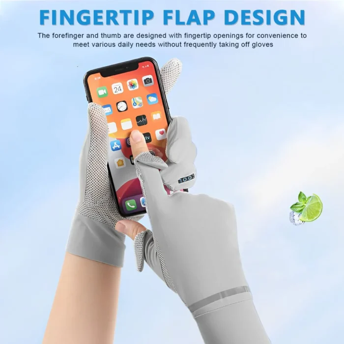 ⁦Women's Summer Sunscreen Ice Silk Thin Breathable Driving Gloves, Fashionable Anti-UV Mesh Gloves⁩ - الصورة ⁦7⁩